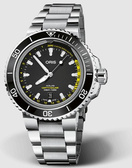 Oris Aquis Depth Gauge Automatic Black Dial Stainless Steel Men's Watch Replica 01 733 7755 4154-Set MB